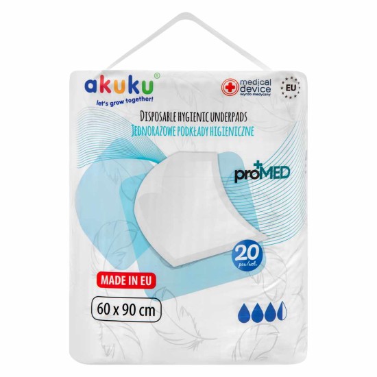 Disposable underpads Akuku proMED 60x90cm 20 pcs. / A0144 / Akuku Disposable underpads Akuku proMED 60x90cm 20 pcs. / A0144 / Akuku