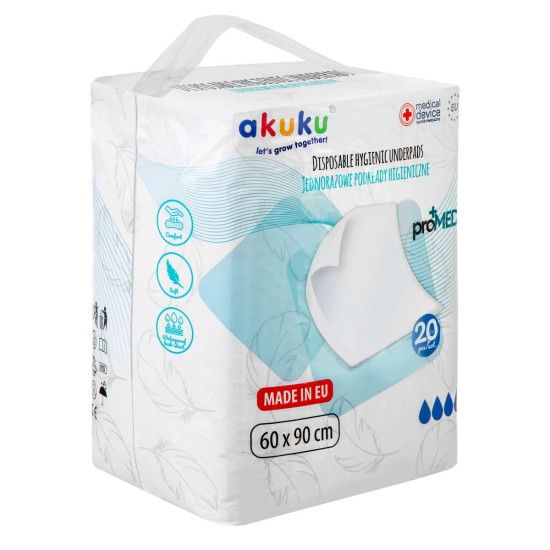 Disposable underpads Akuku proMED 60x90cm 20 pcs. / A0144 / Akuku Disposable underpads Akuku proMED 60x90cm 20 pcs. / A0144 / Akuku