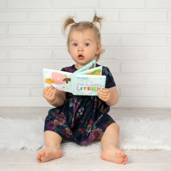 Książeczka edukacyjna z piszczkiem, do kąpieli - Literki / A0475 / Akuku