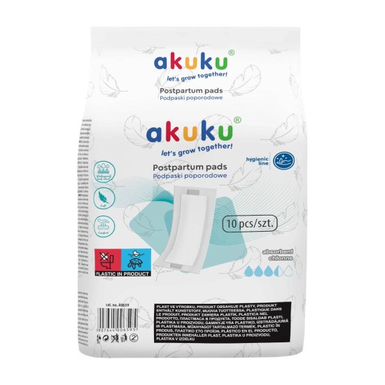 Podpaski poporodowe MAXI bez skrzydełek 10 szt. / A0659 / Akuku Podpaski poporodowe MAXI bez skrzydełek 10 szt. / A0659 / Akuku
