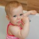Akuku Baby first toothbrush with teether grey-pink 0m+ / A0677 / Akuku