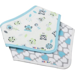 Owls and Hearts baby bandana bib set of 2 Owls and Hearts baby bandana bib set of 2