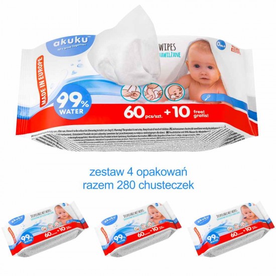 Baby wet wipes 99% water pack of 4