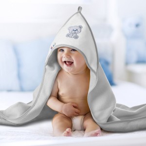 Baby hooded bath towel grey Teddy 100x100cm Baby hooded bath towel grey Teddy 100x100cm