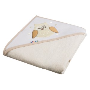 Baby hooded bath towel ecru Owl 100x100cm Baby hooded bath towel ecru Owl 100x100cm