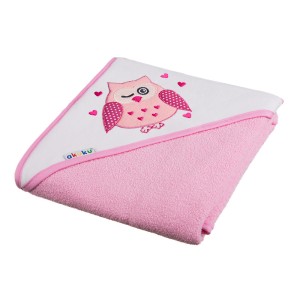 Baby hooded bath towel pink Owl 100x100cm Baby hooded bath towel pink Owl 100x100cm