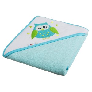 Baby hooded bath towel turquoise Owl 100x100cm Baby hooded bath towel turquoise Owl 100x100cm