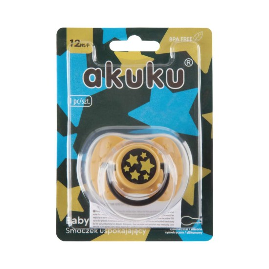 Akuku Baby Soother 12m+ golden Stars / A0591 / Akuku Akuku Baby Soother 12m+ golden Stars / A0591 / Akuku