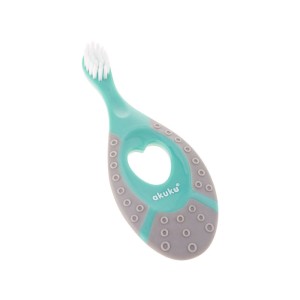 Akuku Baby first toothbrush with teether grey-mint 0m+ Akuku Baby first toothbrush with teether grey-mint 0m+