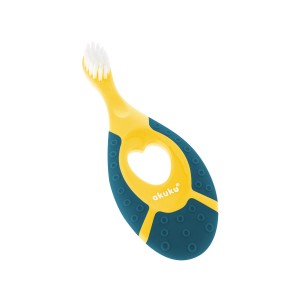 Akuku Baby first toothbrush with teether blue-yellow 0m+ Akuku Baby first toothbrush with teether blue-yellow 0m+