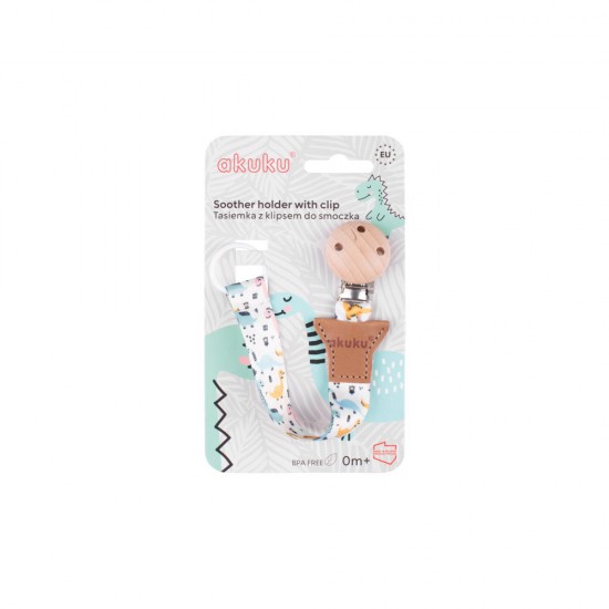 Universal soother band with wooden clip Dinus / A0580 / Akuku Universal soother band with wooden clip Dinus / A0580 / Akuku