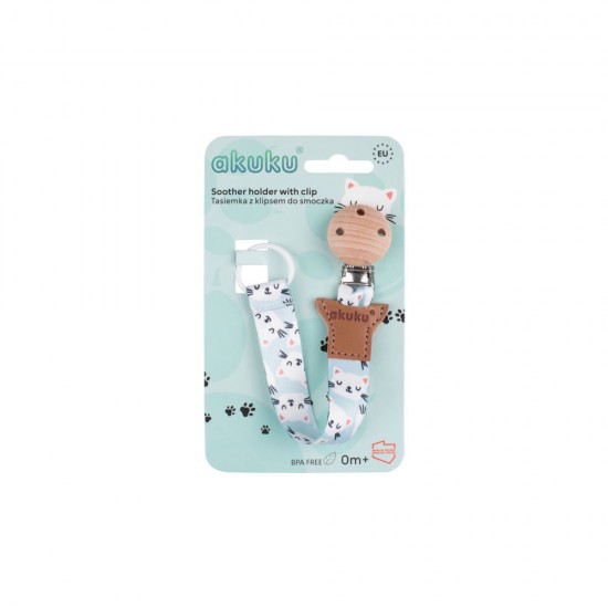 Universal soother band with wooden clip Kittens / A0582 / Akuku Universal soother band with wooden clip Kittens / A0582 / Akuku