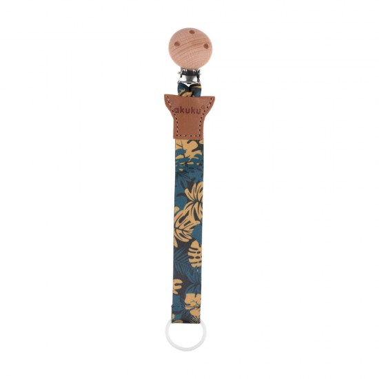 Universal soother band with wooden clip Leaves / A0583 / Akuku Universal soother band with wooden clip Leaves / A0583 / Akuku