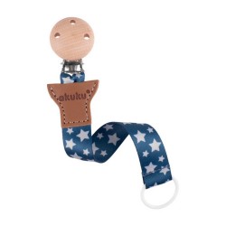Universal soother band with wooden clip Silver Stars / A0584 / Akuku