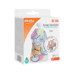 Wielorazowe saszetki na pokarm 150ml zestaw 5 szt. / A0056 / Akuku Wielorazowe saszetki na pokarm 150ml zestaw 5 szt. / A0056 / Akuku