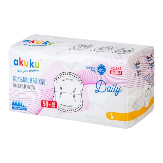 Disposable breast pads DAILY 60 pcs. Gelling Absorbent Core / A0160 / Akuku