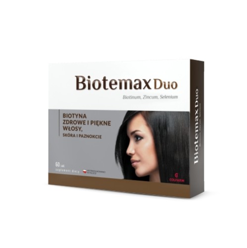 Biotemax Duo 2500mcg biotyna + cynk + selen 60 tabletek / S0017 / Colfarm Biotemax Duo 2500mcg biotyna + cynk + selen 60 tabletek / S0017 / Colfarm